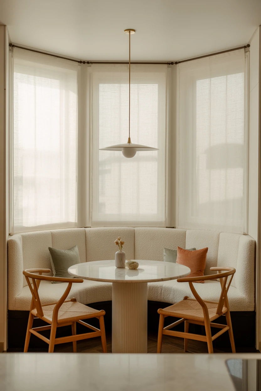 The Curved Boucle Banquette for Soft Modernism