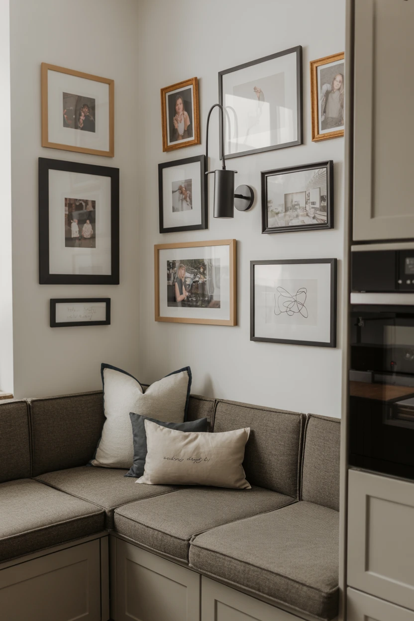 Banquette with an Overhead Gallery Wall
