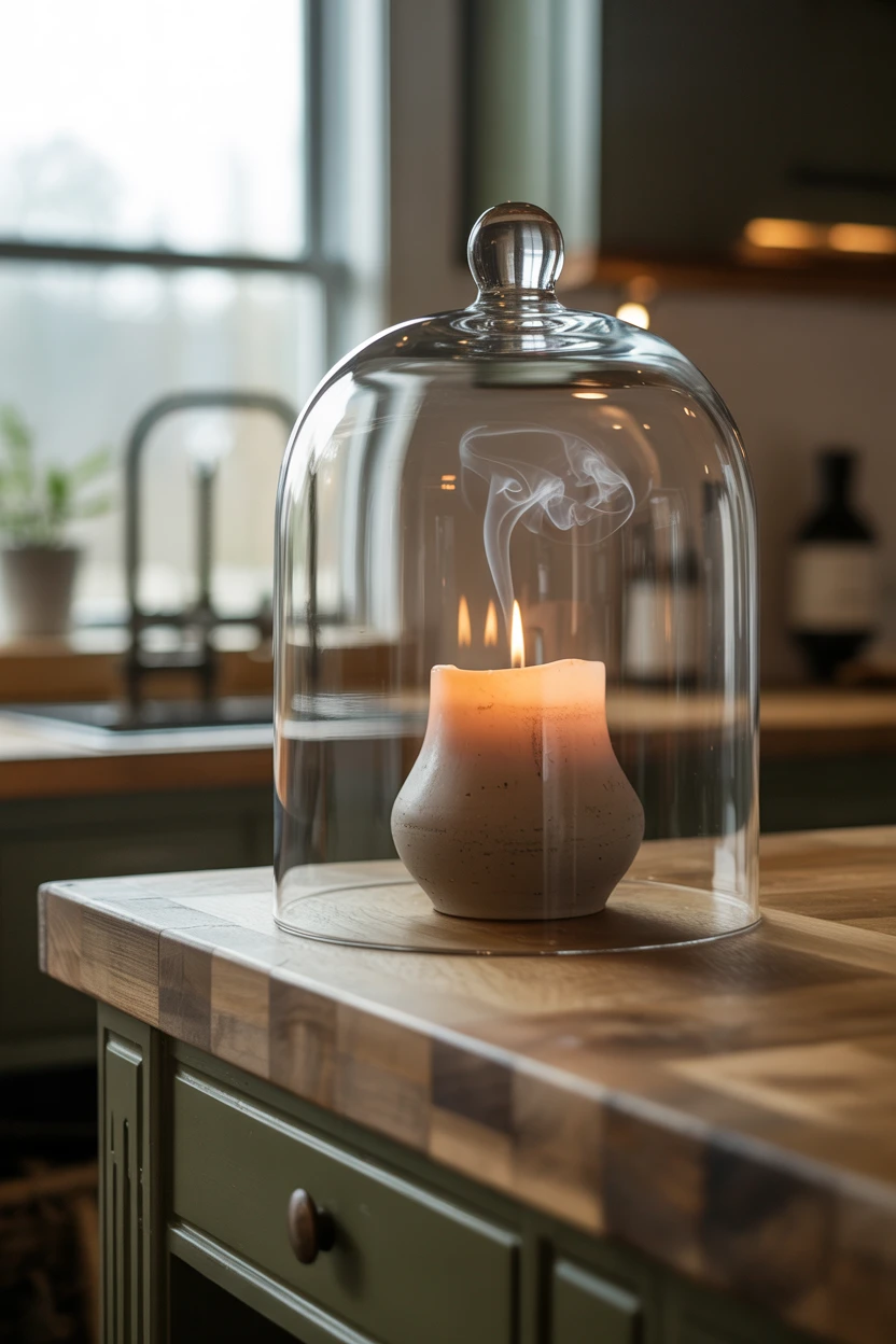 Feature a Single, Oversized Glass Cloche Over a Prized Object