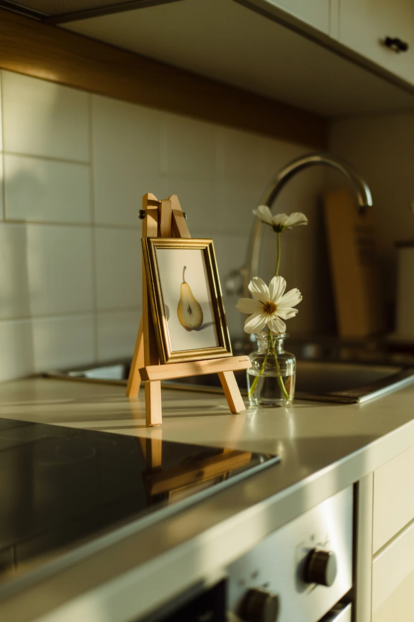 Place a Small, Framed Piece of Art on a Miniature Easel