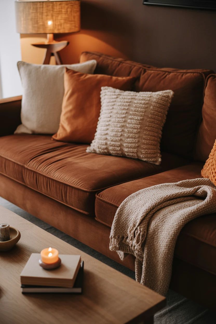 Anchor the Room With a Rich Chocolate Brown Sofa