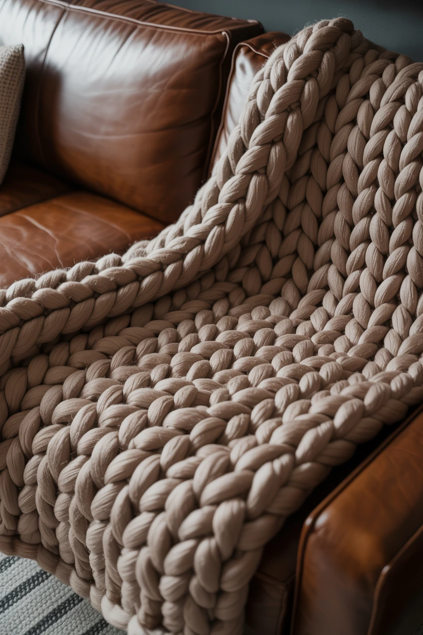 Incorporate a Chunky Knit Throw in a Warm Taupe