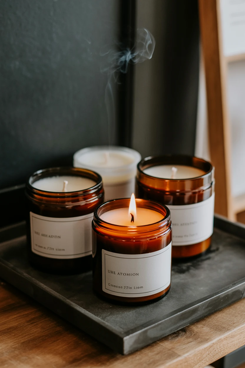 Group Scented Candles in Warm, Earthy Scents