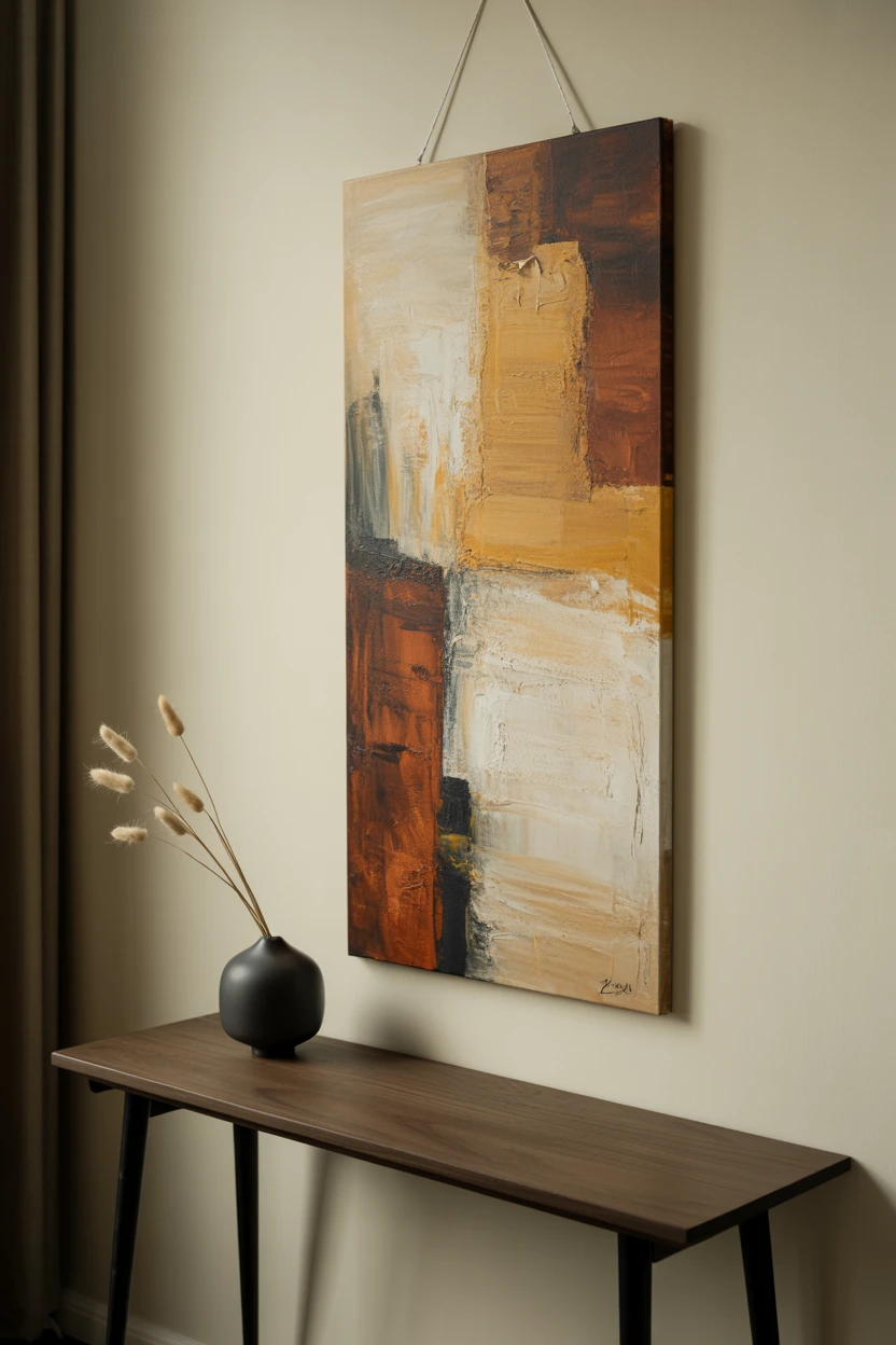 Create a Focal Point With a Large, Warm-Toned Abstract Art Piece