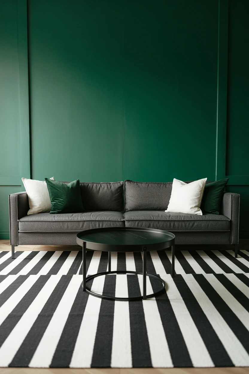 Add Contrast with a Black and White Striped Rug