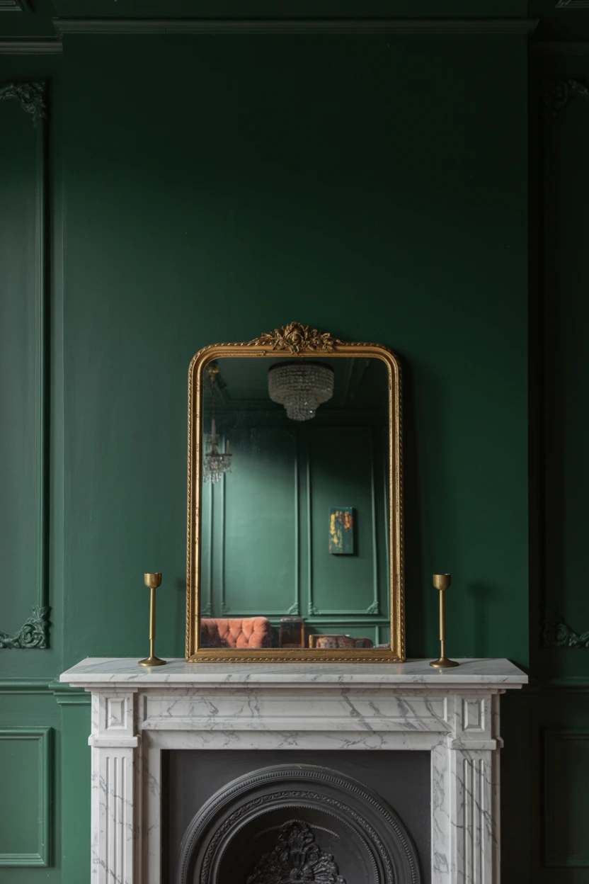 Use a Large, Ornate Gilt Mirror as a Focal Point