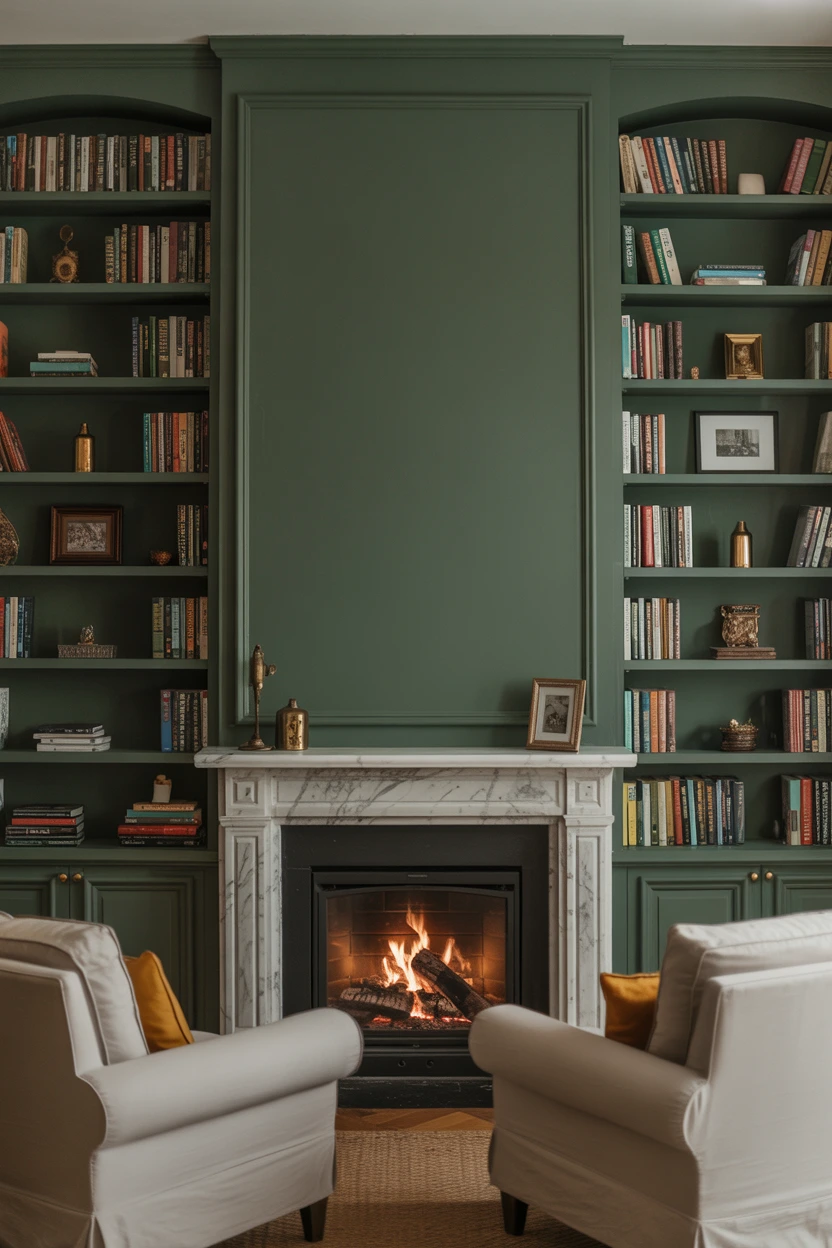 Flank a Fireplace with Tall, Built-In Bookshelves
