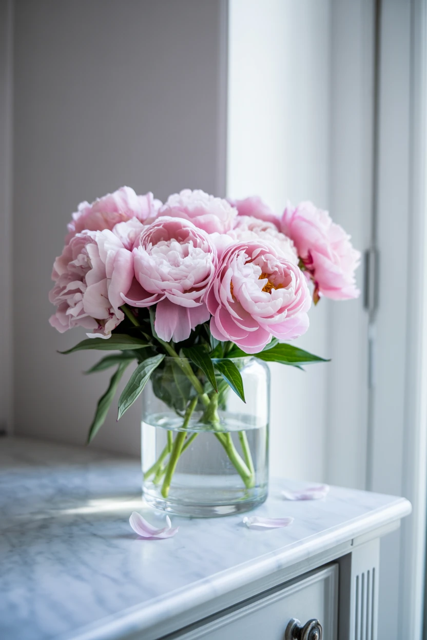 Fill a Vase with Fresh Pink Peonies or Tulips