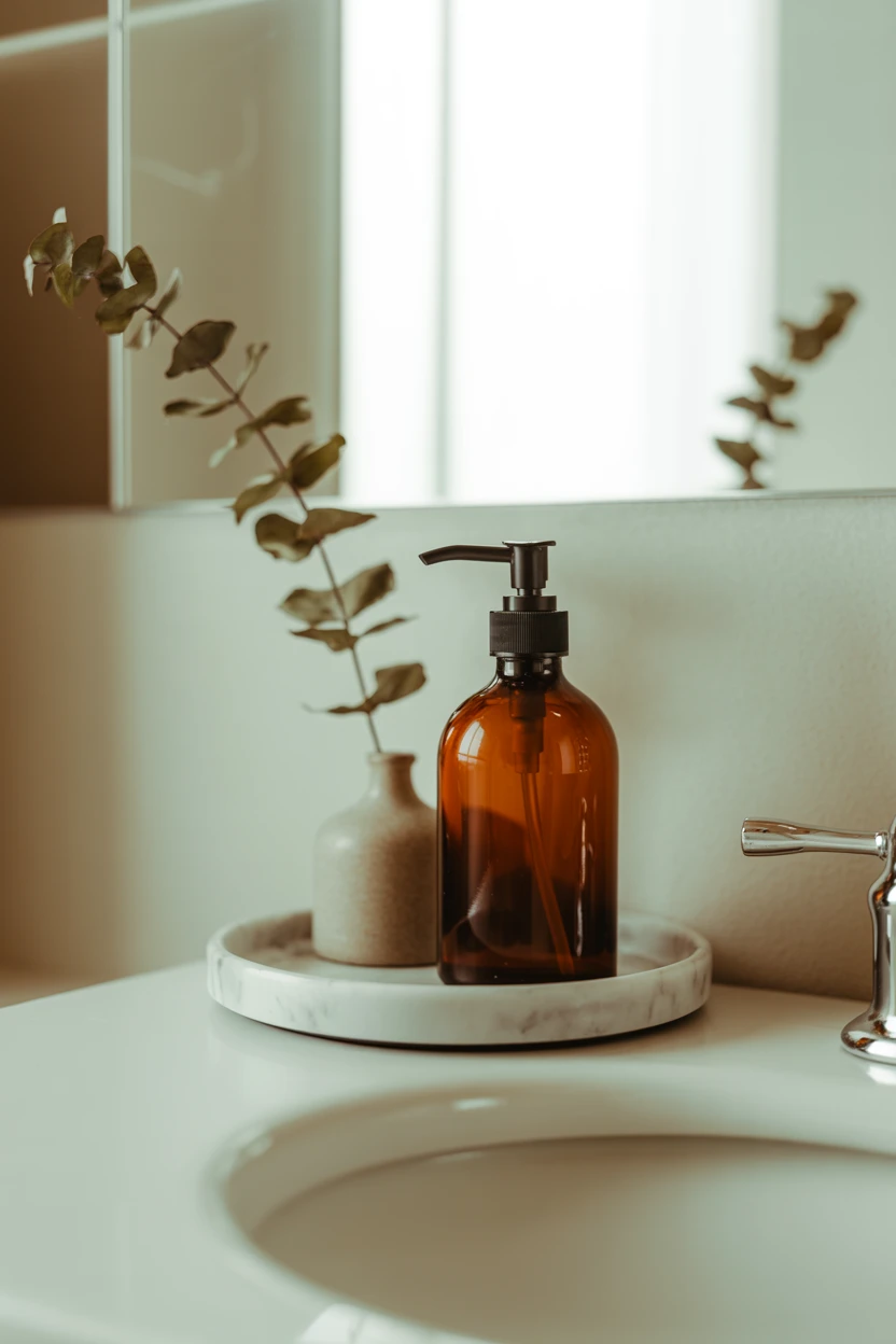 Decant Hand Soap and Lotions into Amber Glass Bottles
