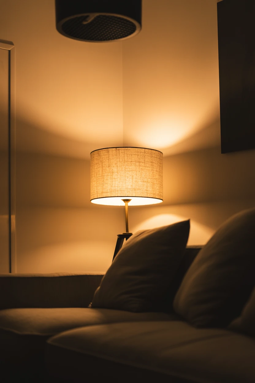 Replace Harsh Overhead Bulbs with Warm-Toned Light