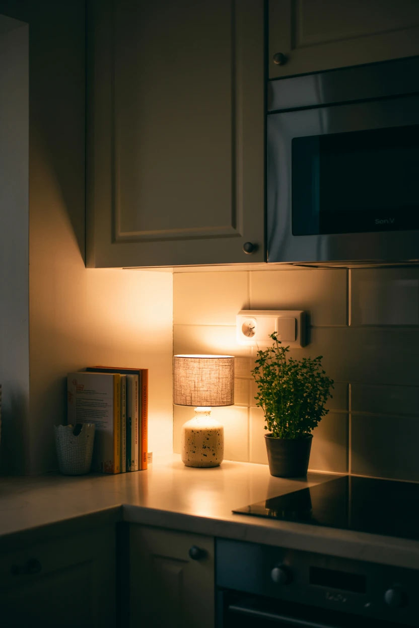 Place a Small Accent Lamp on the Kitchen Counter