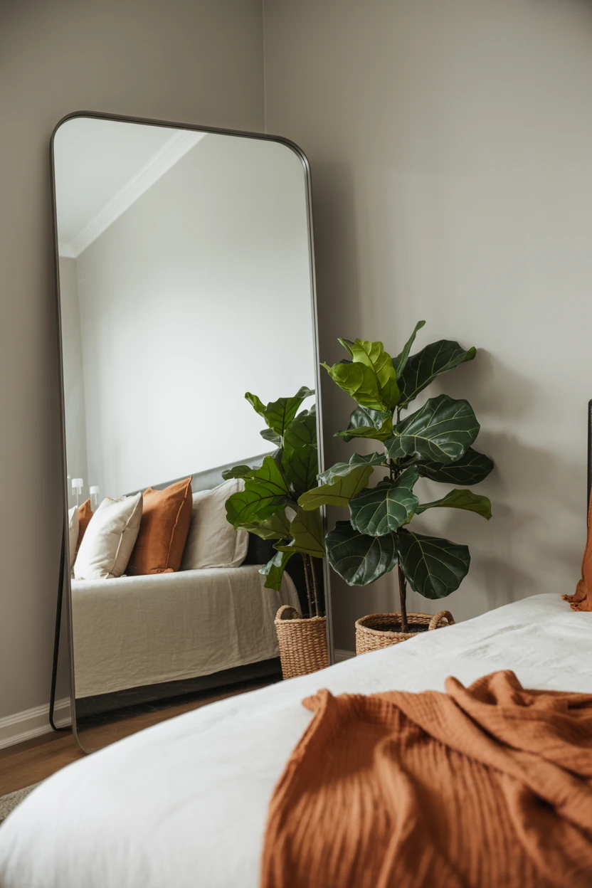 Use an Oversized Leaner Mirror for Casual Drama