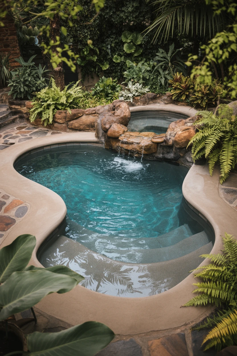 The Freeform Lagoon with a Rock Waterfall Spa