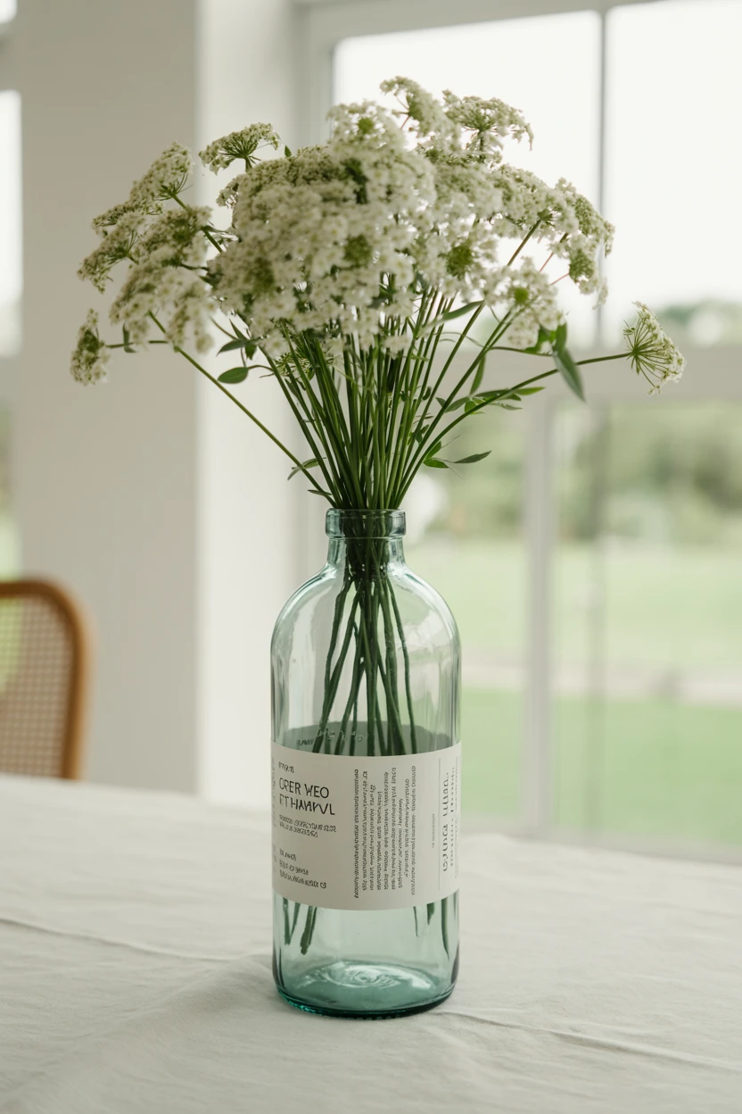 Queen Anne's Lace in a Recycled Wine Bottle