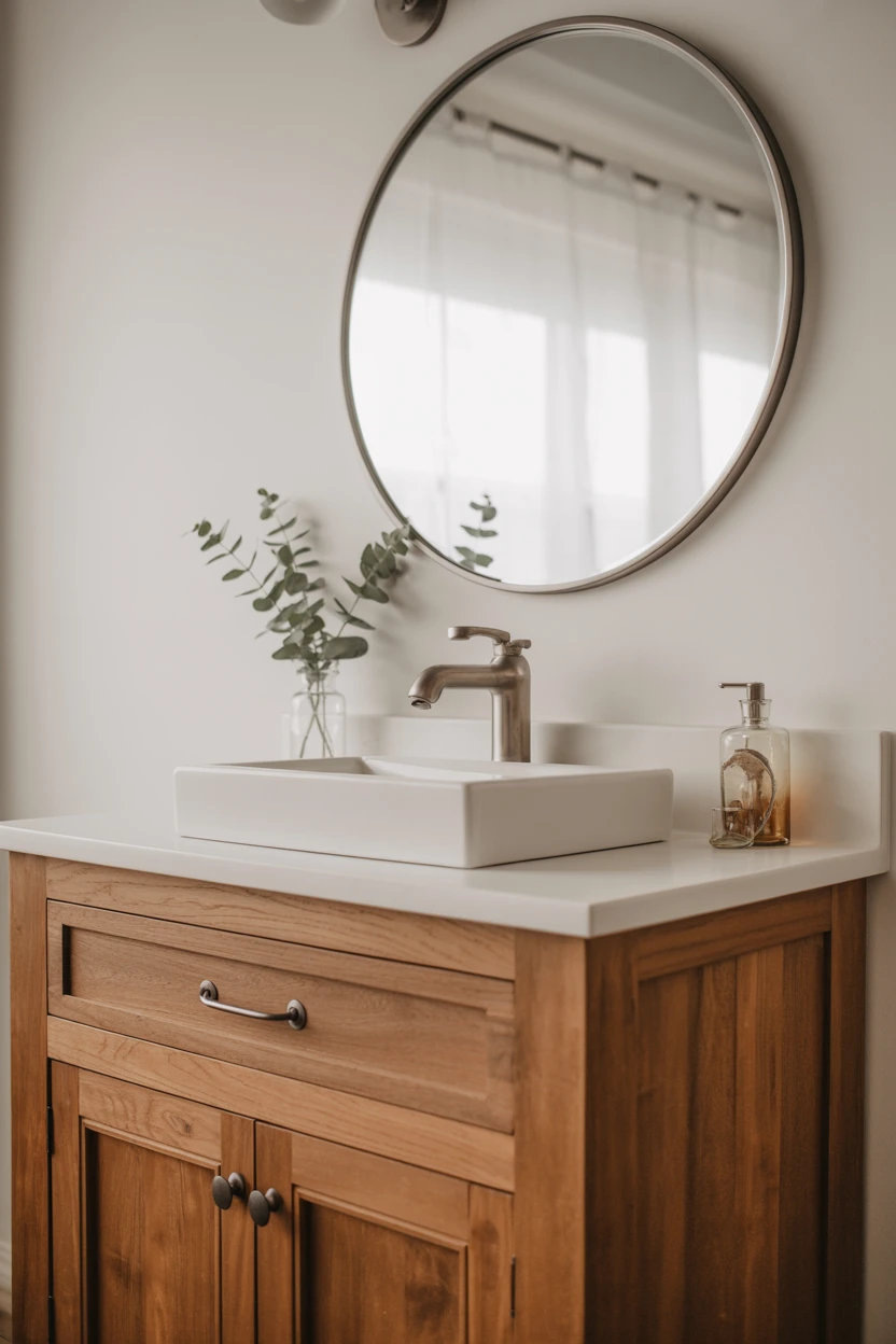 Anchor the Space with a Reclaimed Wood Vanity