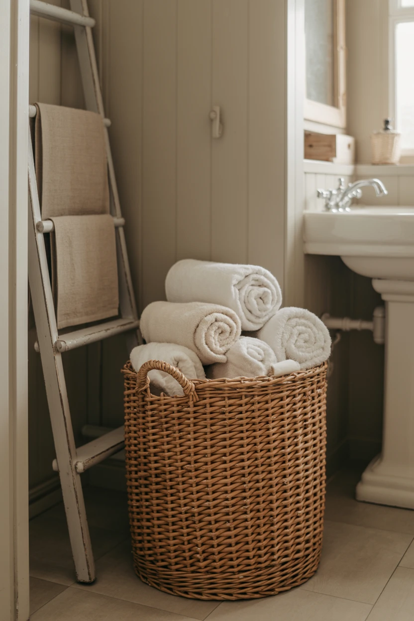 Incorporate Woven Baskets for Natural Texture and Storage