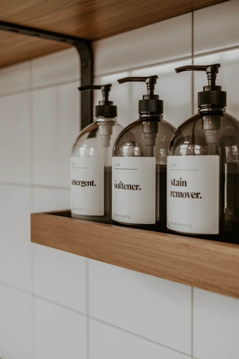 Decant Supplies into Matching Glass Dispensers with Labels