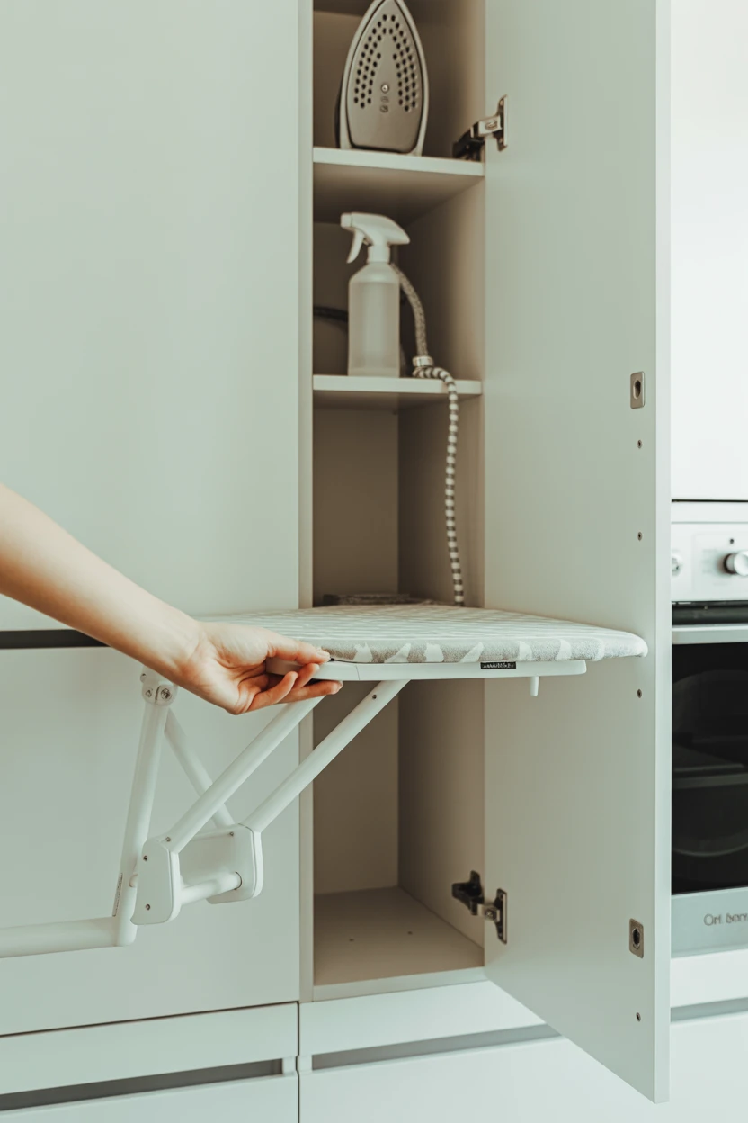Hide the Ironing Board in a Wall-Mounted Cabinet