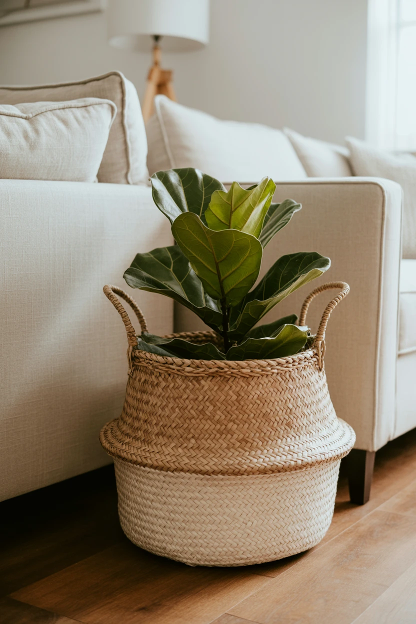 Use Woven Baskets for Plant Pots and Storage