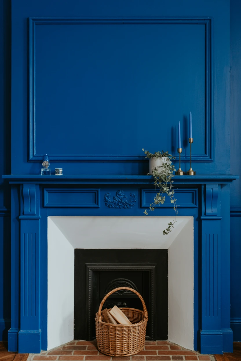 Paint an Old Fireplace Surround in a Bold Blue