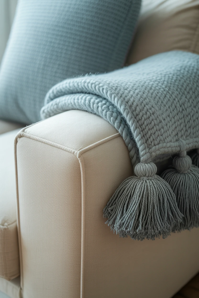 Add a Final Touch with Blue Tasseled Throw Blankets