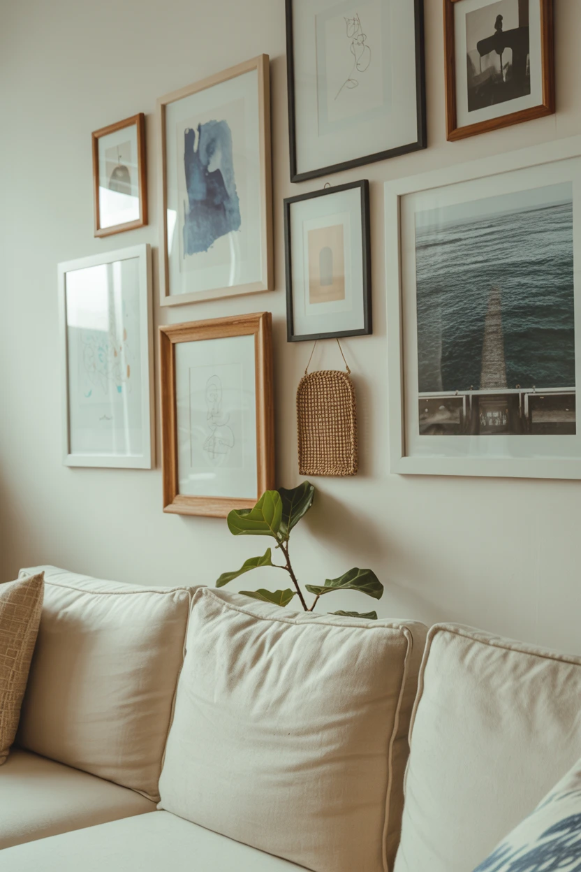 Create a Gallery Wall With Blue and Neutral Tones