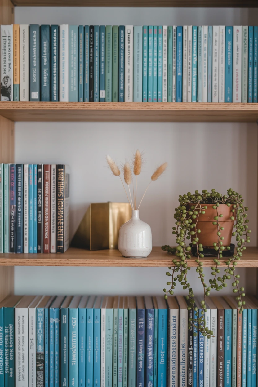 Style a Bookshelf With Blue-Spined Books and Objects