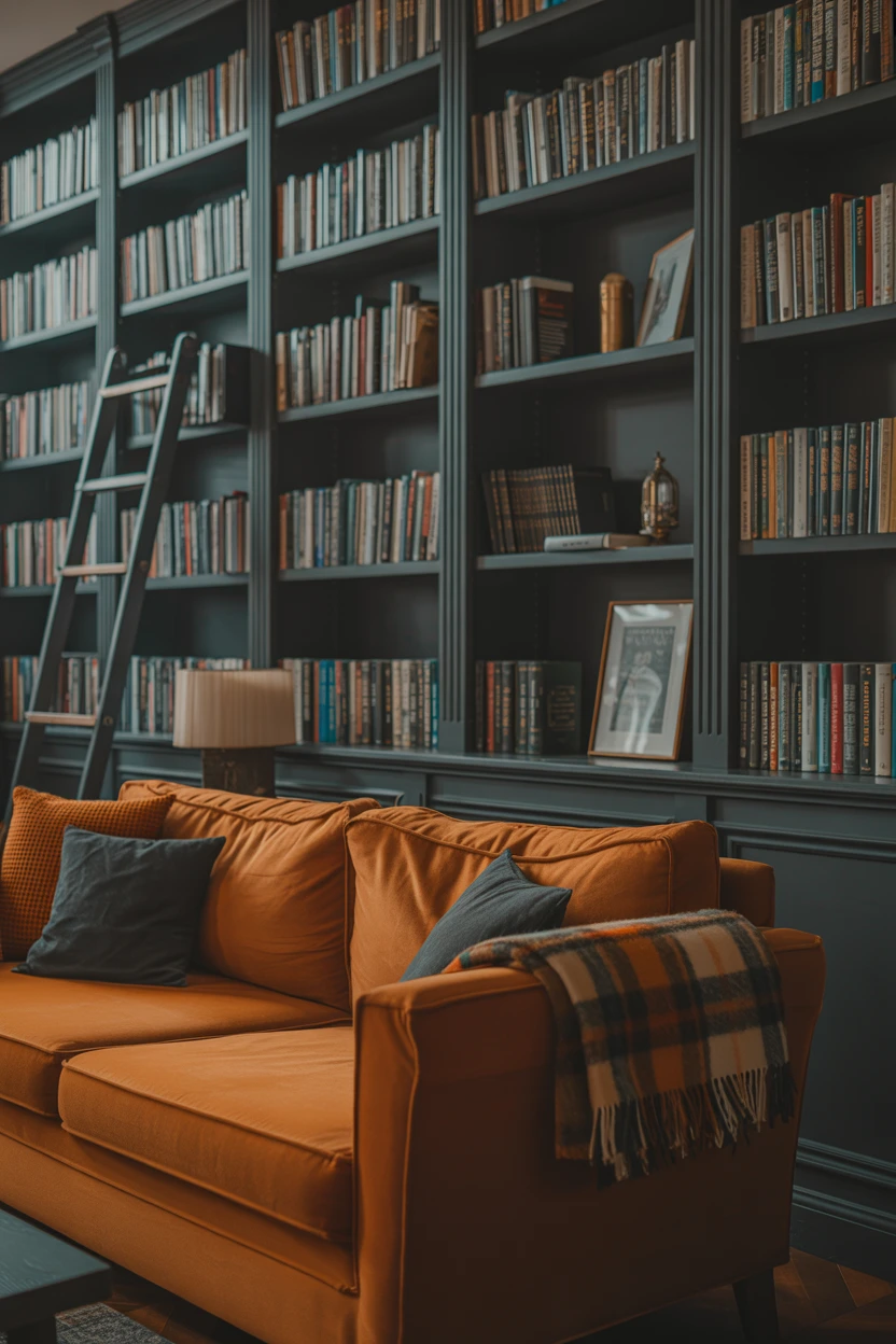 The Cozy Library with Built-in Bookshelves