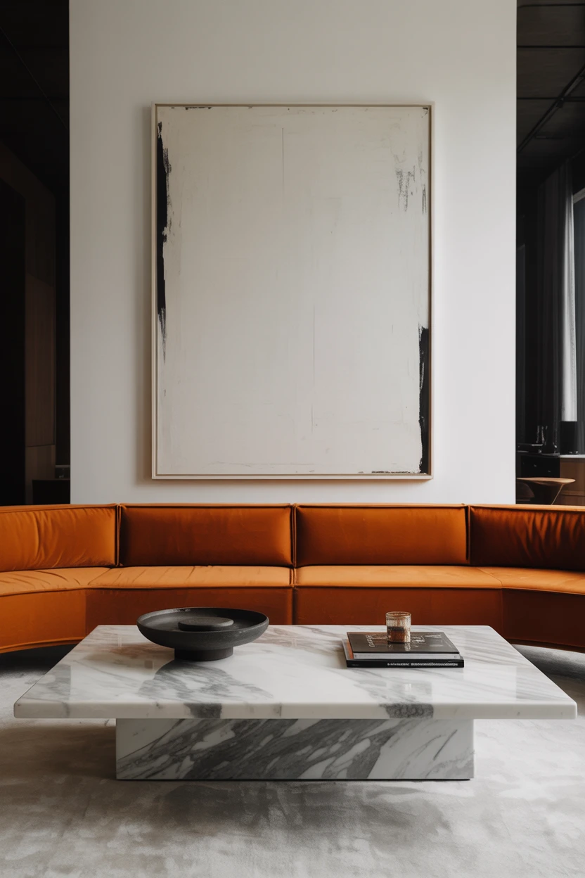 Minimalist Luxury with Marble and Abstract Art
